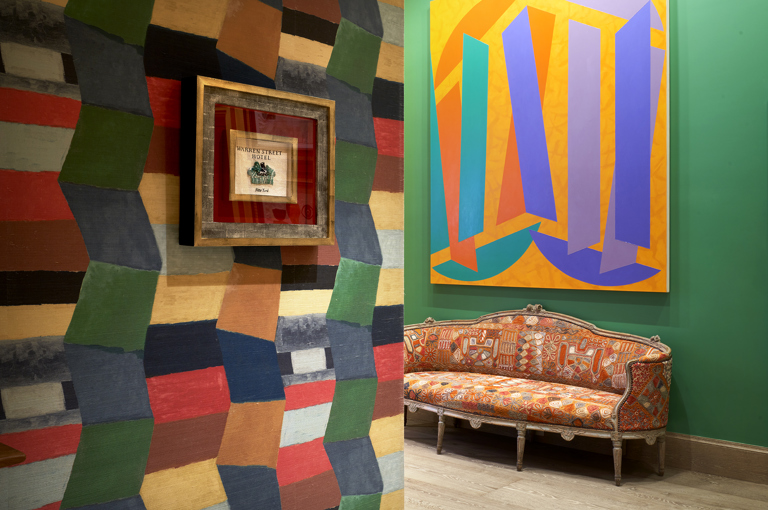 Close shot of a corner of the Lobby at Warren Street Hotel