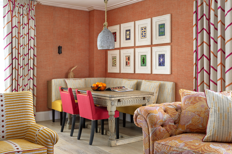 Corner living room table shot of Residence 24, the Penthouse Residence at Ham Yard Hotel