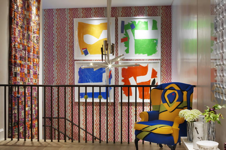 Close shot of the Lobby and staircase at Ham Yard Hotel