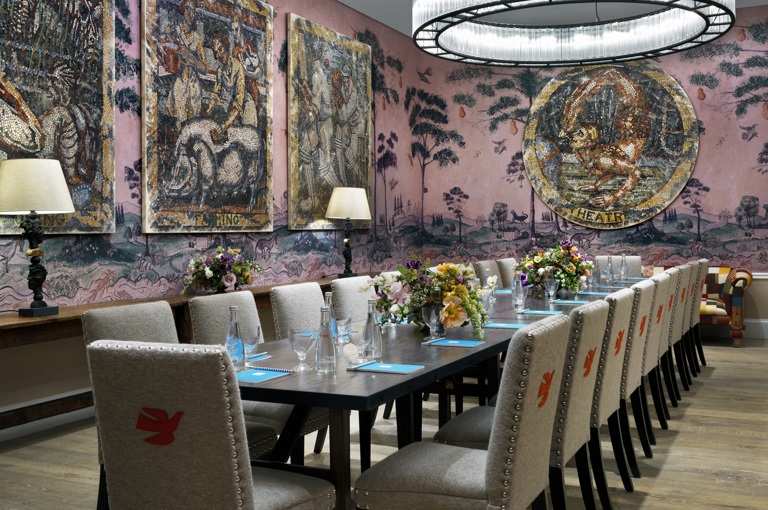 Long meeting table set-up in the Anrep private events room at The Whitby Hotel