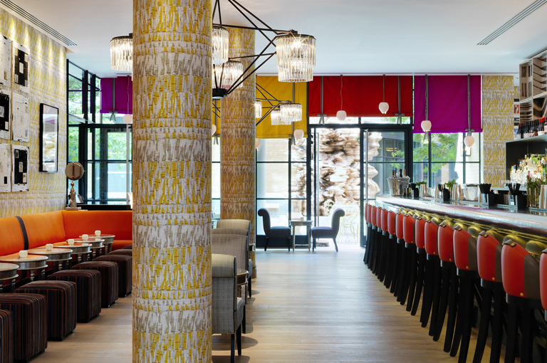 Side shot of the Bar at Ham Yard Hotel