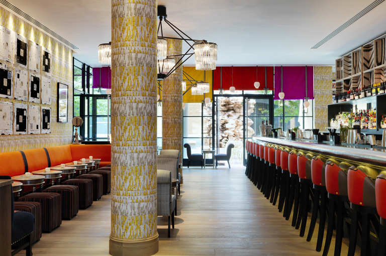 Side shot of the Bar at Ham Yard Hotel