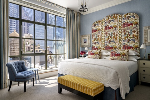 Bedroom shot of room 1108, a One Bedroom Suite at The Whitby Hotel