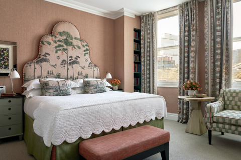 Bedroom shot of room 210, a Luxury Room at Charlotte Street Hotel