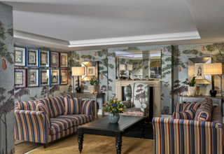 Close shot of the lounge set-up in the Duncan Grant private events room at Charlotte Street Hotel