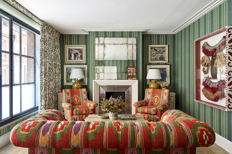 Living room shot of Residence 09, a Luxury Two Bedroom Residence at Ham Yard Hotel