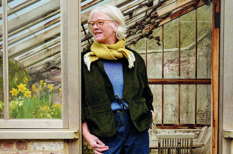 This image shows Harriet Thistlethwayte to promote her new book 'A Country Style'. Harriet is standing in her greenhouse.