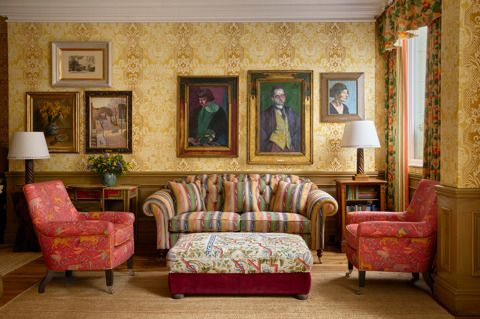 A shot of the corner of the Drawing Room at Charlotte Street Hotel