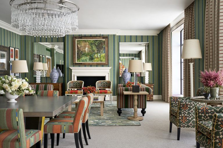 Living room shot of room 1107, a Two Bedroom Crosby Suite at Crosby Street Hotel