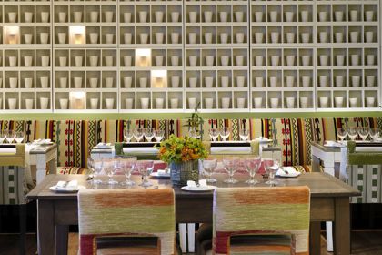 Close up image of the art display at The Potting Shed, Dorset Square Hotel.