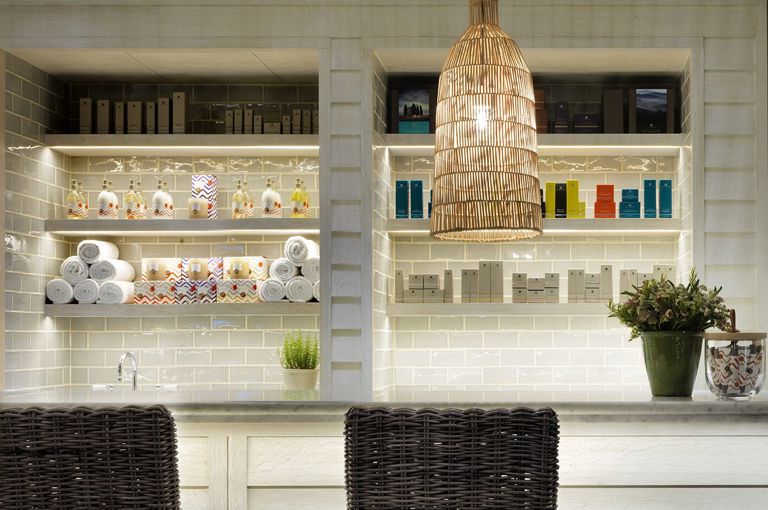 Close shot of the reception of the Soholistic Spa at Ham Yard Hotel