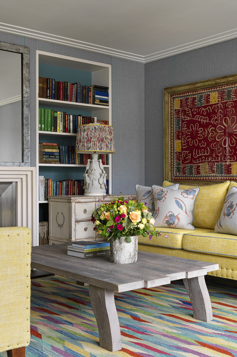 Close seating area shot of room 502, the Terrace Suite at Ham Yard Hotel