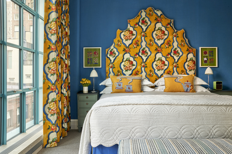 Close shot of the bedroom of Deluxe Top Floor Room, 708 at Warren Street Hotel