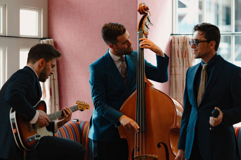 A portrait shot of the Leon Garner Jazz Trio playing at Brumus