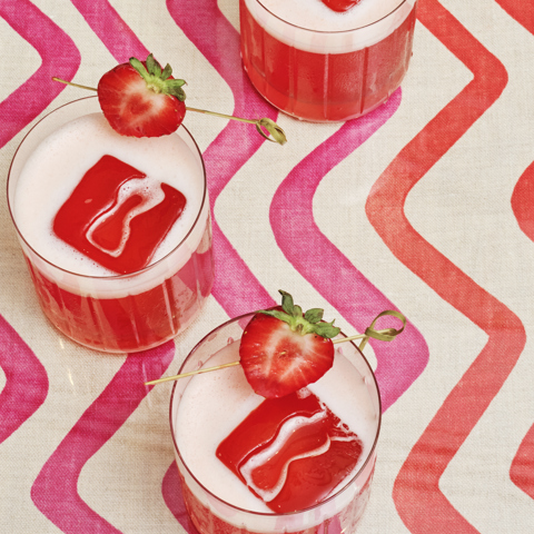 A tray of Whitby Ruby Sour cocktails at The Whitby Bar in New York