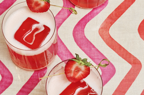 A tray of Whitby Ruby Sour cocktails at The Whitby Bar in New York