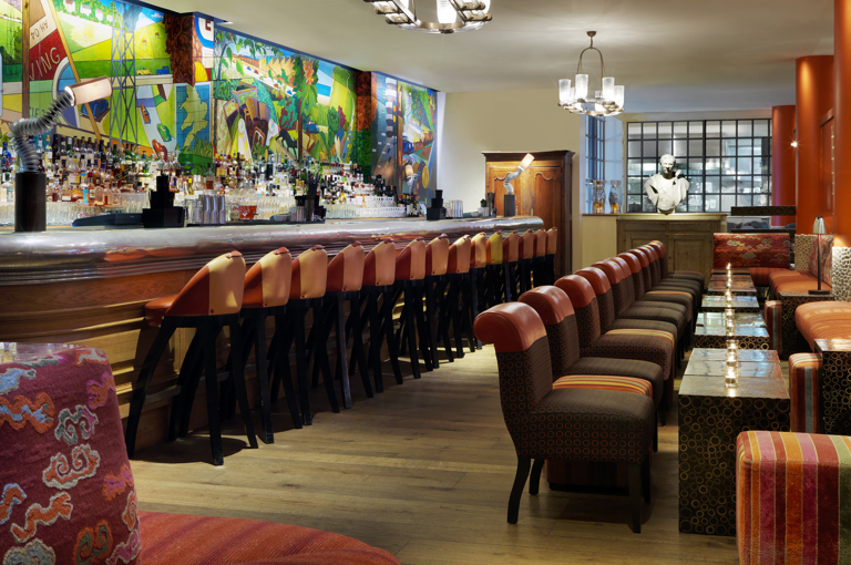 Wide shot of the Refuel Bar at The Soho Hotel