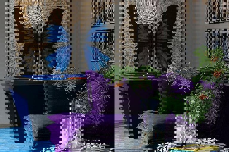 A living room with interiors designed by Jimmie Martin in Ham Yard Village