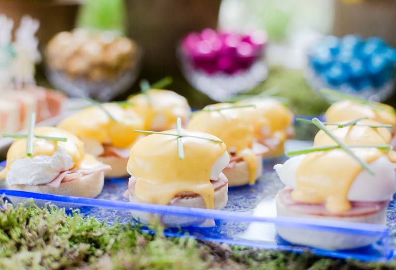 Close up mini eggs benedict