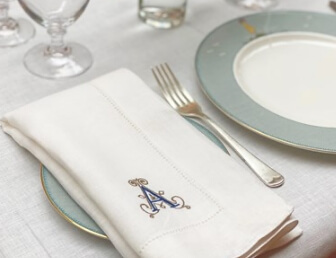 Personalised Linen Napkins shown on a Sailor's Fairwell table setting
