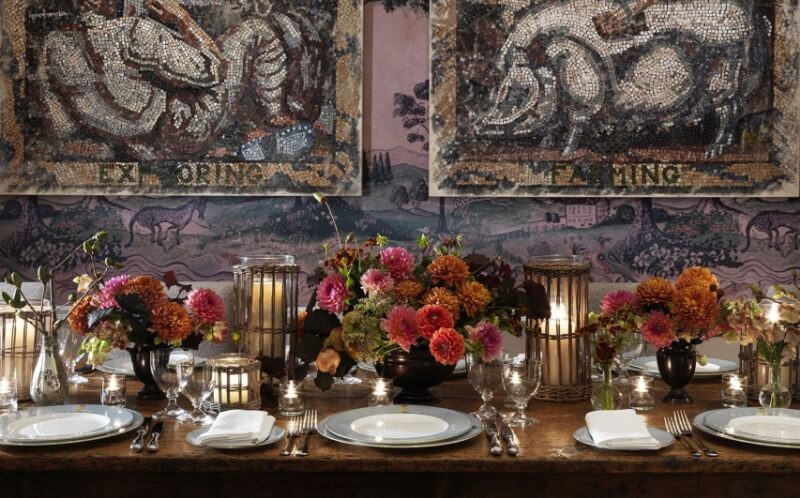 A table setting using Wedgwood Sailor's Fairwell