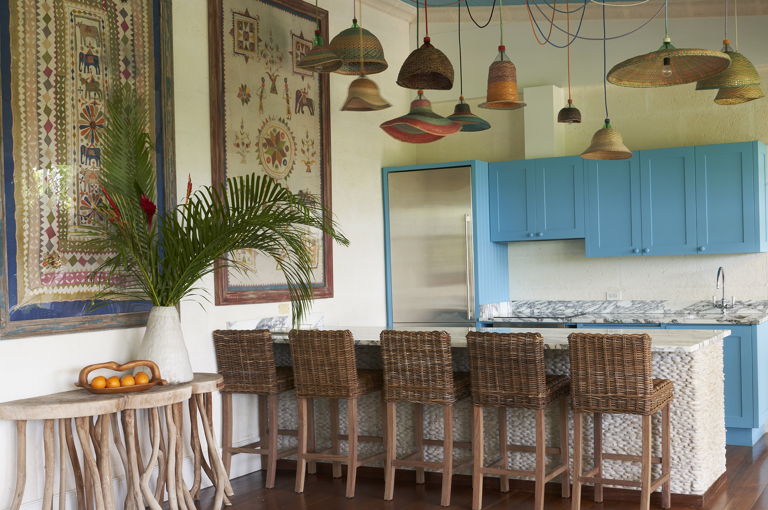 An image of the kitchen in the Pavilion. At Rossferry, the Caribbean property manged by Firmdale.