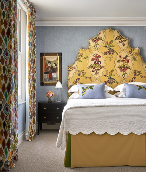 Close up Bedroom shot of room 101, a Deluxe Room at Charlotte Street Hotel