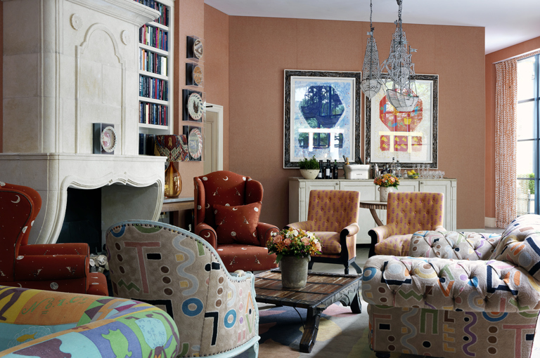 Diagonal shot of the Drawing Room at Ham Yard Hotel