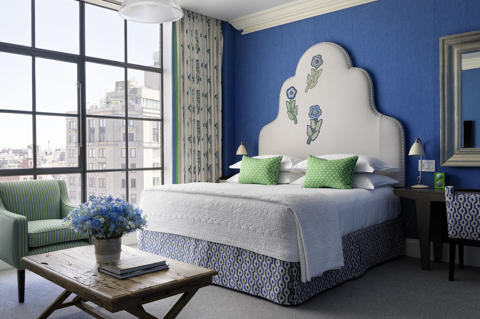 Bedroom shot of room 1101, a Deluxe Junior Suite at Crosby Street Hotel