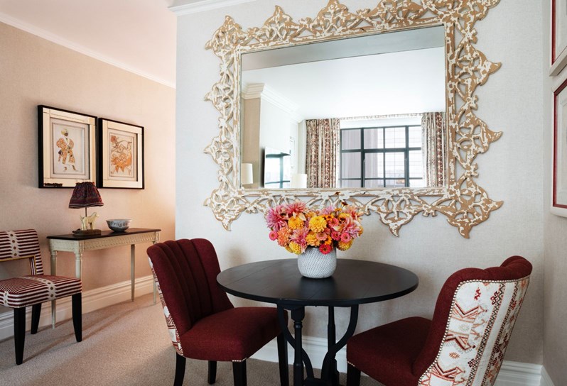 The living area in a one bedroom suite at the Whitby hotel