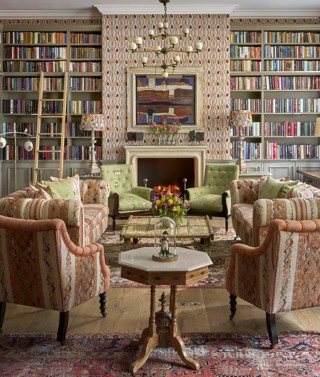 Wide shot of the Library at Ham Yard Hotel
