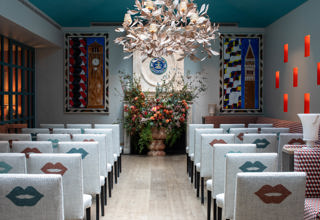 Back shot of a wedding style set-up in the Orangery private events room at Warren Street Hotel