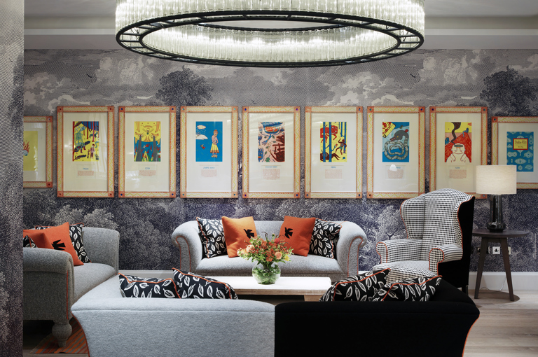 Lounge area in the Windmill private events room at Ham Yard Hotel