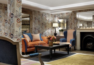 Close shot of the lounge set-up in the Duncan Grant private events room at Charlotte Street Hotel