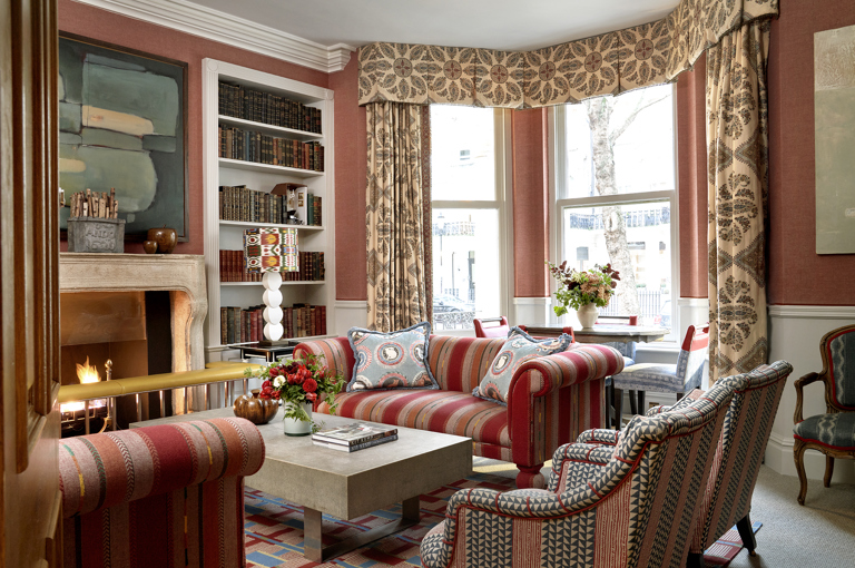 Diagonal shot of the Library at Knightsbridge Hotel