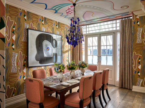 Diagonal shot of the Dora Carrington private events room at Charlotte Street Hotel