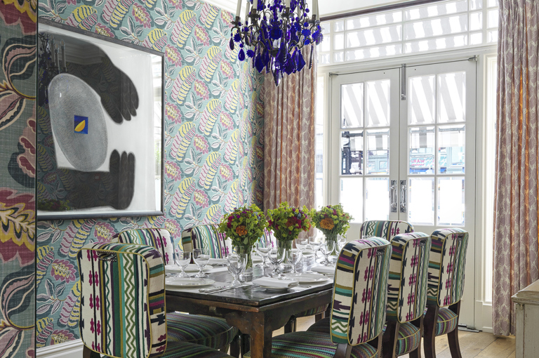 Diagonal shot of the Dora Carrington private events room at Charlotte Street Hotel