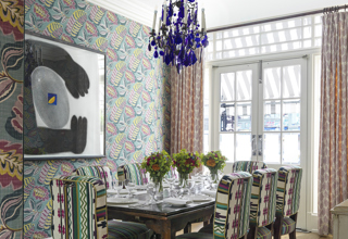 Diagonal shot of the Dora Carrington private events room at Charlotte Street Hotel