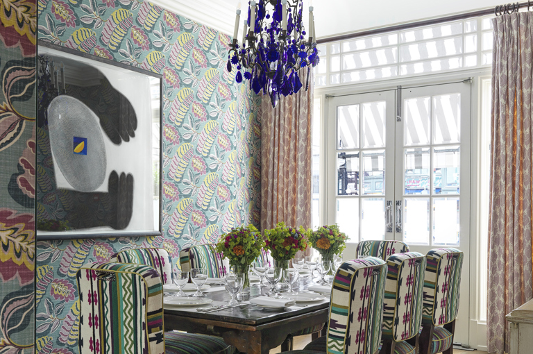 Diagonal shot of the Dora Carrington private events room at Charlotte Street Hotel