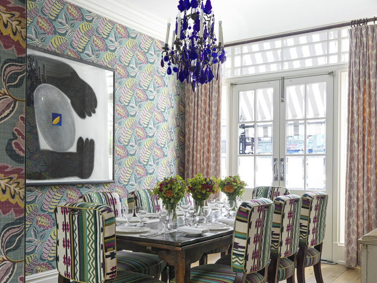 Diagonal shot of the Dora Carrington private events room at Charlotte Street Hotel