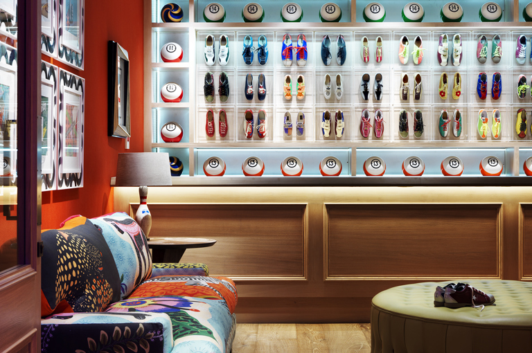 Close shot of the reception for the Croc Bowling Alley at Ham Yard Hotel