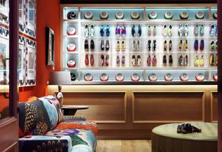 Close shot of the reception for the Croc Bowling Alley at Ham Yard Hotel