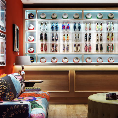 Close shot of the reception for the Croc Bowling Alley at Ham Yard Hotel