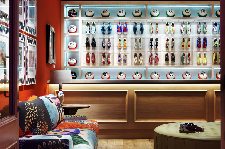 Close shot of the reception for the Croc Bowling Alley at Ham Yard Hotel