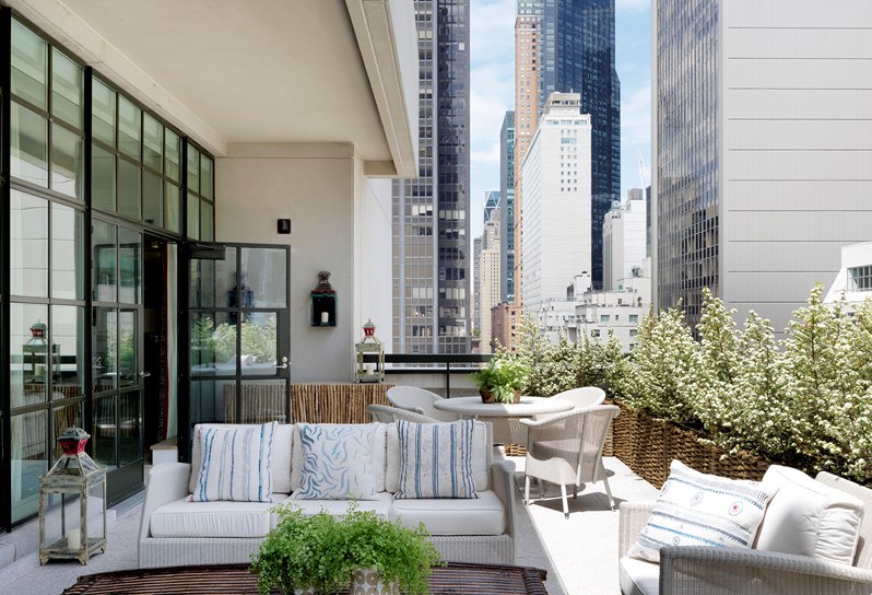 The penthouse suite terrace at The Whitby Hotel, New York