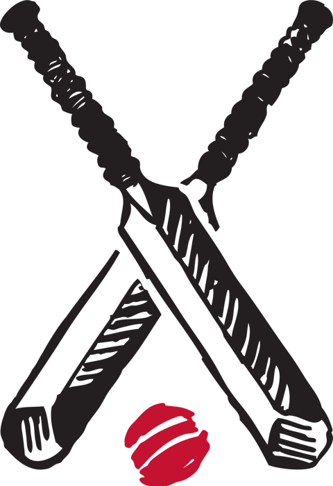 Dorset Square Hotel icon. An animated poster of two black cricket cross together and a red ball.