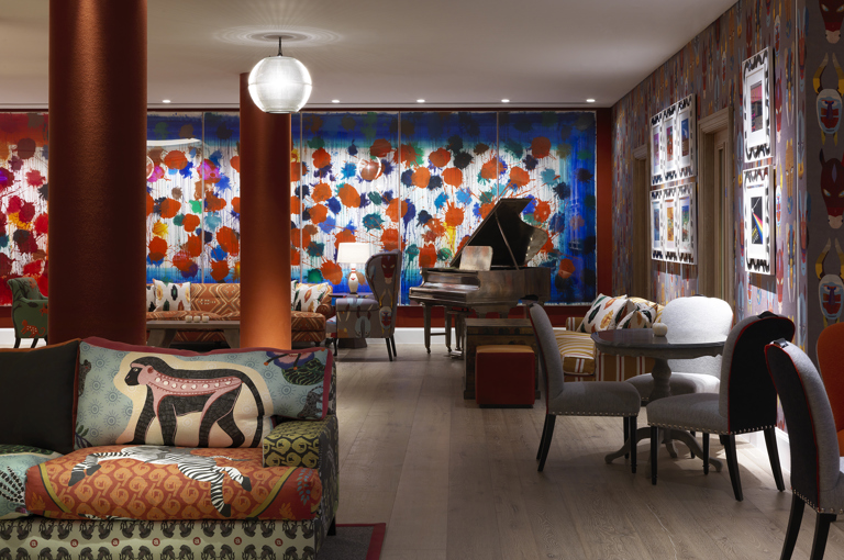 Side shot of the Croc Bar at Ham Yard Hotel