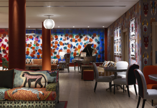 Side shot of the Croc Bar at Ham Yard Hotel