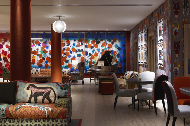 Side shot of the Croc Bar at Ham Yard Hotel