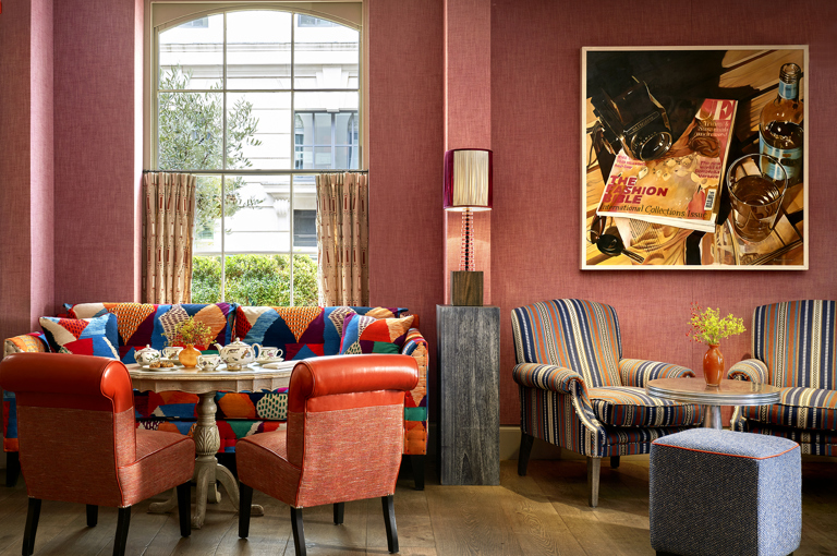 Corner table in Brumus Bar at Haymarket Hotel